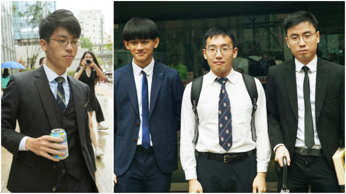 左起被告张敬生、杜林丞亨、郭永皓和容颂禧下午接受判刑。资料图片