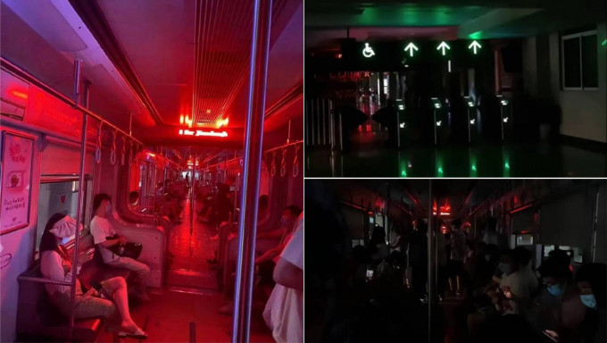 重慶地鐵限電，車廂關燈後氣氛詭異。