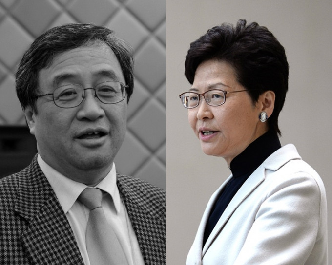 林鄭月娥(右)表示，王敏剛(左)是愛國實業家。 資料圖片