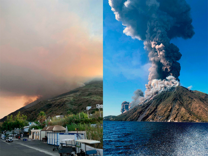 意大利斯特龍博利火山爆發。AP