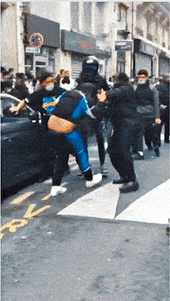 法国《鱿鱼游戏》咖啡店外因有人打尖而起争执，有警察到场。