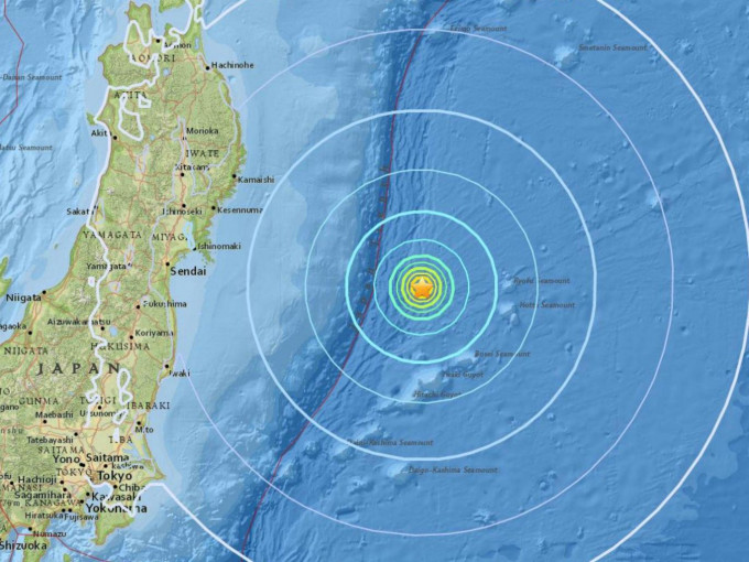 这次地震震央在本州岩手县东面的外海。网上图片