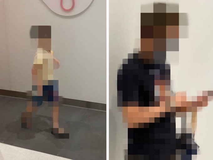 日前一名男童于商场的男女厕乱跑，其父亲只顾玩手机懒理。fb「生仔要考牌系列」专页图片