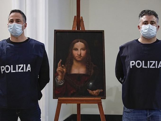 意大利警方查獲被盜達芬奇畫派名作《救世主》。（網圖）