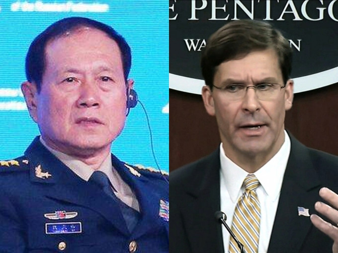 中美防長通電話，魏鳳和（左）促加強海上管控。網圖/AP圖片