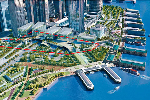 ■中环海滨「三号用地」不但具有经济重要性，亦有作为公共空间重要性。图为模拟设计图。
