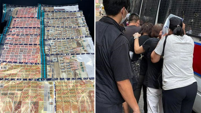 行动中，警方拘捕64名男女，又检获9副啤牌、一批赌具及约21万元赌款。警方提供