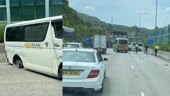吐露港公路往上水方向发生交通意外。香港突发事故报料区网民图片