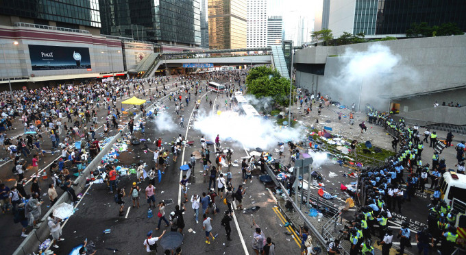 2014年香港爆發佔領行動，交通堵塞。資料圖片