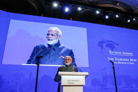 印度总理莫迪晚上发表演说。AP