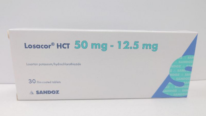 Losacor HCT 50毫克-12.5毫克藥片。政府新聞處