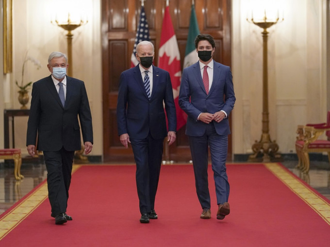 美国加拿大及墨西哥三国领袖出席峰会。AP图