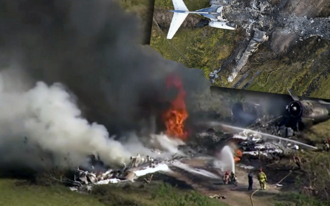 客机堕毁后起火燃烧。AP图