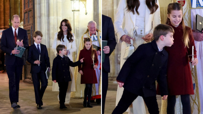 凱特皇妃耶誕音樂會，路易小王子吹熄姐姐手中的蠟燭，再次成為焦點。 路透社