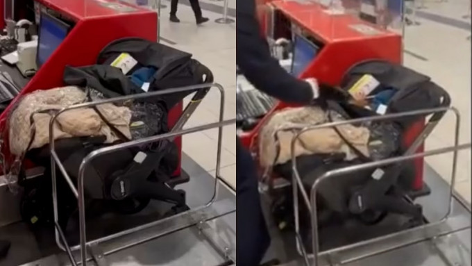 以色列本古里安機場機場職員在櫃台發現嬰兒遭遺棄。 網上圖片