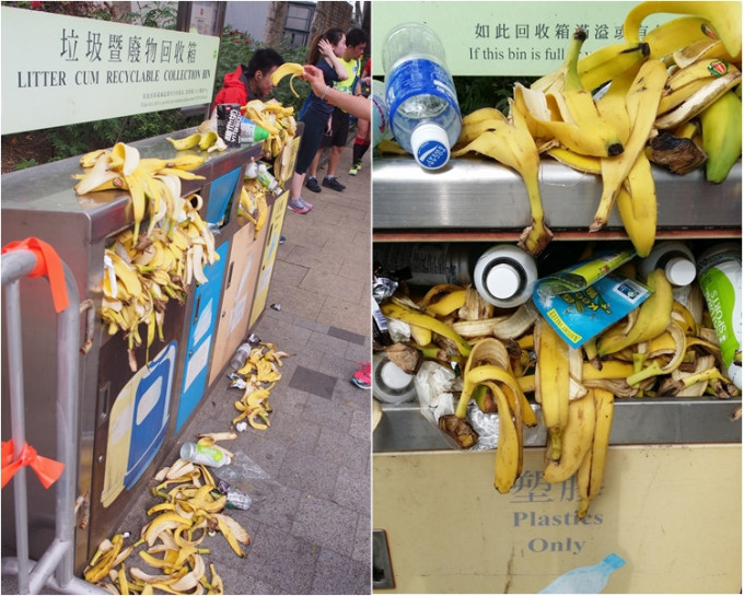 回收箱堆積大量香蕉皮。網上圖片