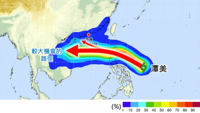 天文台︱「潭美」对流云团持续发展 各预报模式路径未有共识 图解「转向」袭港机率