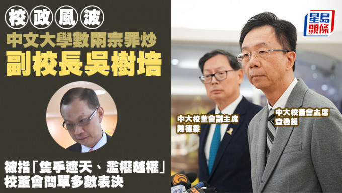 校政风波｜中大数两宗罪炒副校吴树培 被指「只手遮天、滥权越权」 校董会简单多数表决