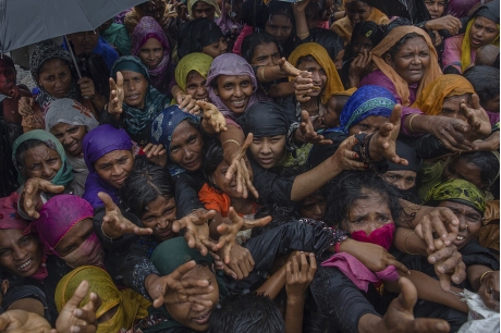 罗兴亚人在去年8月逃离军方的残暴打压，在孟加拉的难民营避难。AP