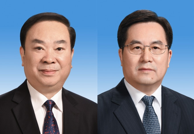 黃坤明（左）和丁薛祥（右）分別接任中宣部部長和中共中央辦公廳主任的職位（網上圖片）