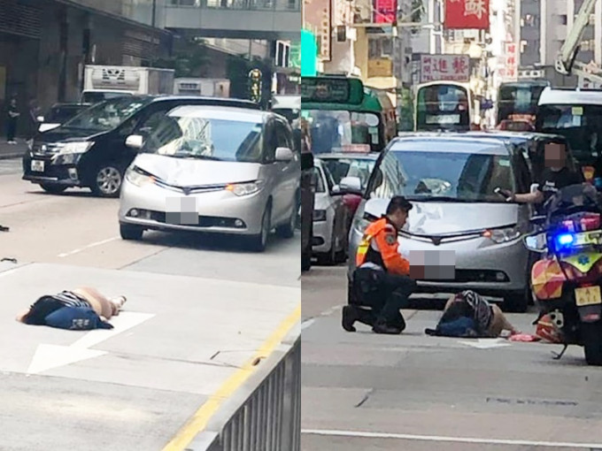 旺角一輛七人車撞倒一名女子。Cheng King Sing‎圖片