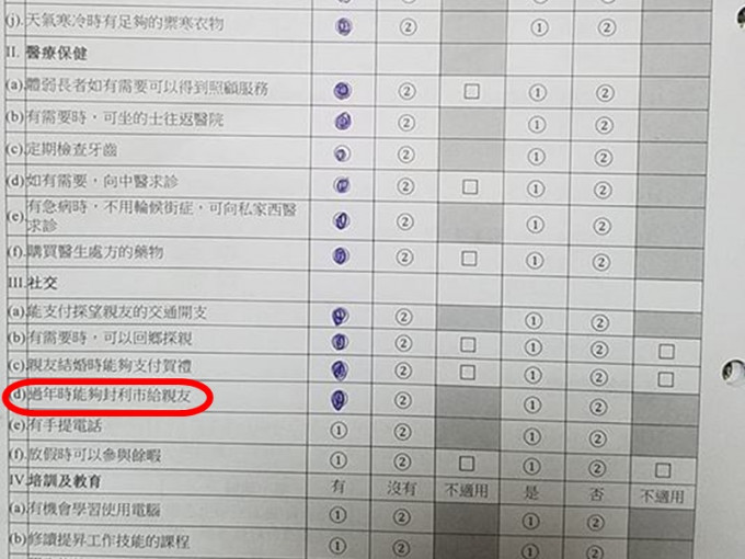 儿童眼科普查问卷竟问及派利是给亲友。网民KL Wong图片