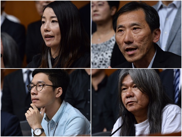 罗冠聪(左下)、刘小丽(左上)、姚松炎(右上)及梁国雄去年被撤销立法会议员资格。资料图片