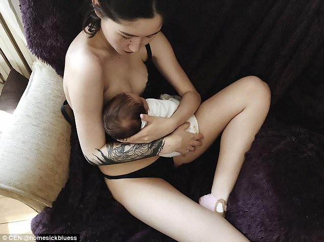 沙吉耶娃上载只穿著内裤的喂哺母乳照片。Instagram