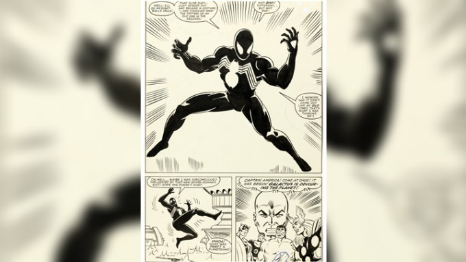 黑衣蜘蛛俠首次登場的單頁漫畫以336萬美元成交。網上圖片