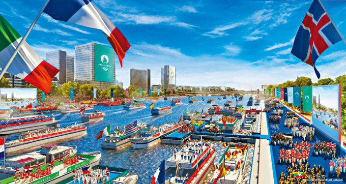 ■塞纳河上巴黎奥运开幕礼船只巡游构想图。