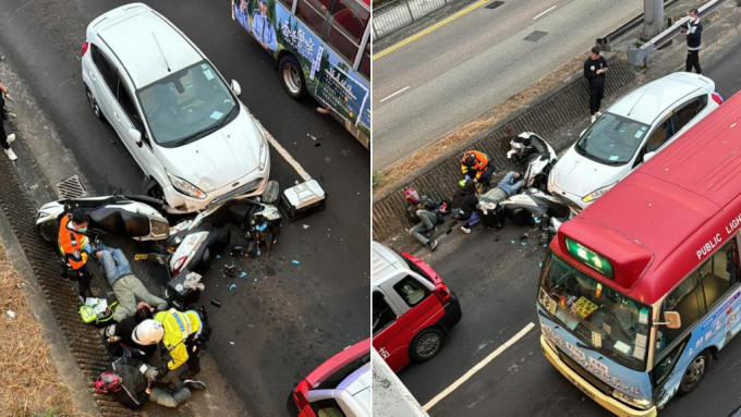 荃湾4车相撞酿3伤 两电单车炒埋一碟 伤者卧地待救 