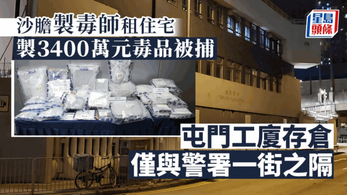 沙胆制毒师租住宅制3400万元毒品被捕 屯门工厦存仓仅与警署一街之隔