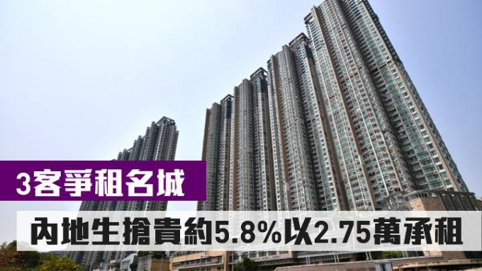 3客爭租名城 內地生搶貴約5.8%以2.75萬承租