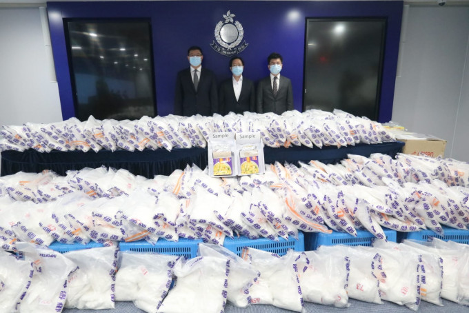 警方破歷年最大宗氯胺酮案，揭盒裝通心粉藏4億元「K仔」。