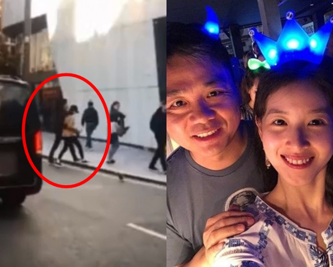 有网民表示，在英国伦敦街头偶遇刘强东及其网红妻子「奶茶妹妹」。网图