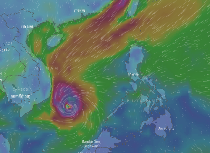 歐洲中期天氣預報中心(ECMWF)預料，橫過菲律賓後會移往越南。