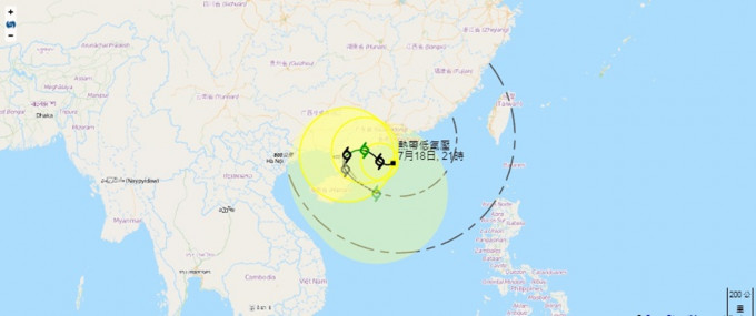 热带气旋位置及路径图
。天文台