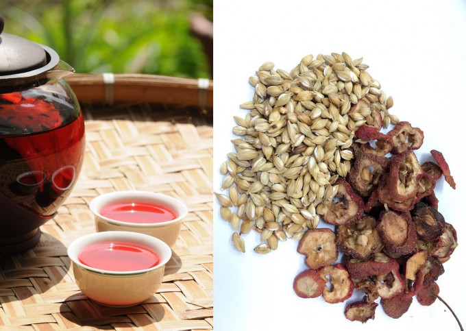 洛神花茶（左）、山楂麥芽都有助紓緩食滯情況。資料圖片