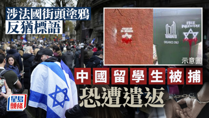 以巴冲突｜中国留学生疑在法国涂鸦谴责以色列被拘捕 或面临被遣返