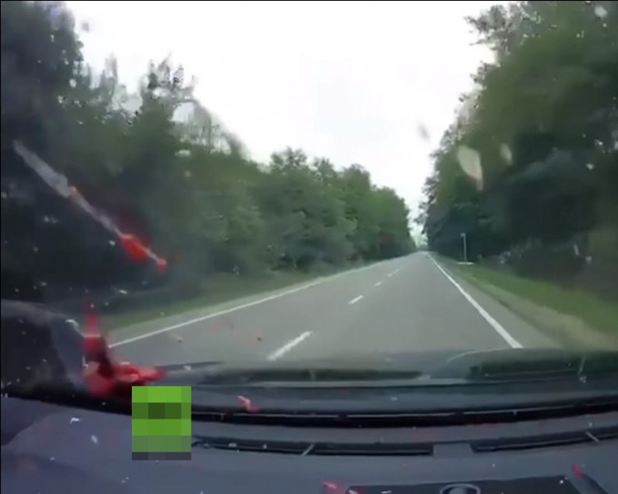 车臣议员阿斯哈伯夫驾车上班时被枪杀，血溅挡风玻璃。(影片截图)