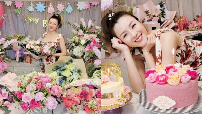 陳茵媺晒凍齡樣慶祝41歲生日，陳豪打造花海派對送驚喜。