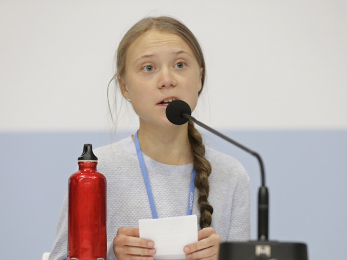 瑞典16岁环保少女通贝里幽默应对特朗普批评。AP