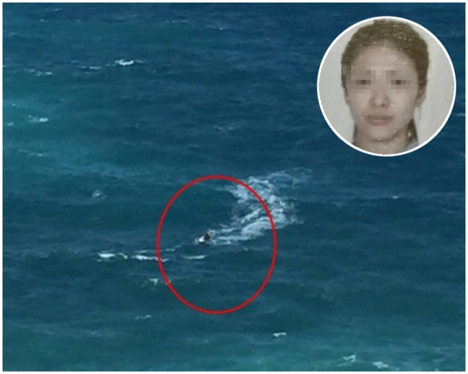 女死者遺體最終在離海岸100米處海域被尋回。網上圖片