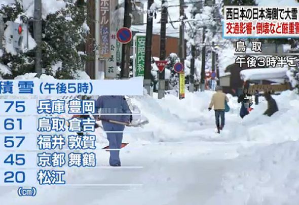 鸟取市积雪是往年的10倍。NHK