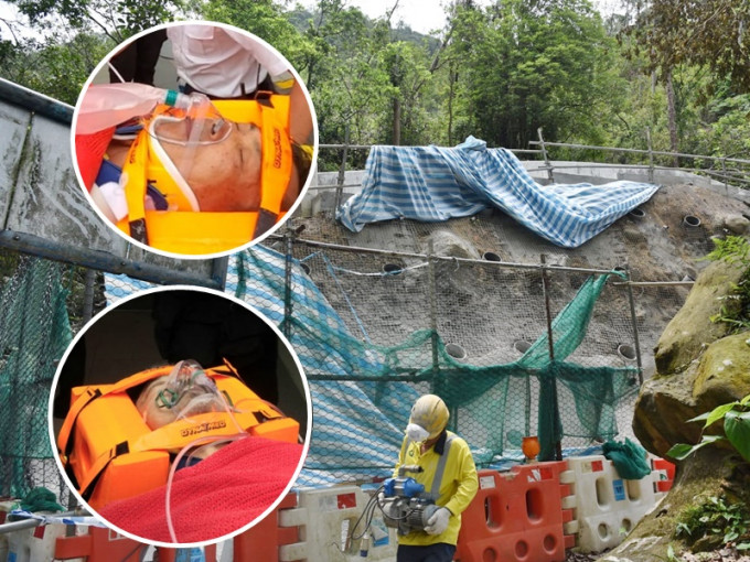 兩名外判工人進行護土牆噴漿鞏固工程期間，疑因安全繩斷裂墮坡。
