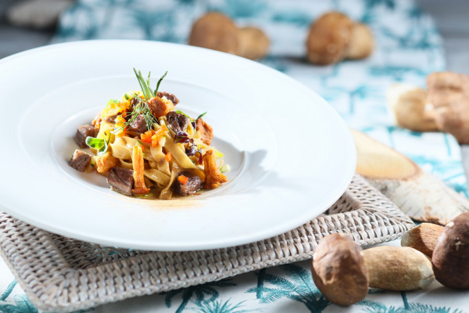 Handmade Fettuccine with Stewed Wild Boar, Black Truffle and Wild Mushroom 燴野豬肉手製意大利闊麵、黑松露及野菌