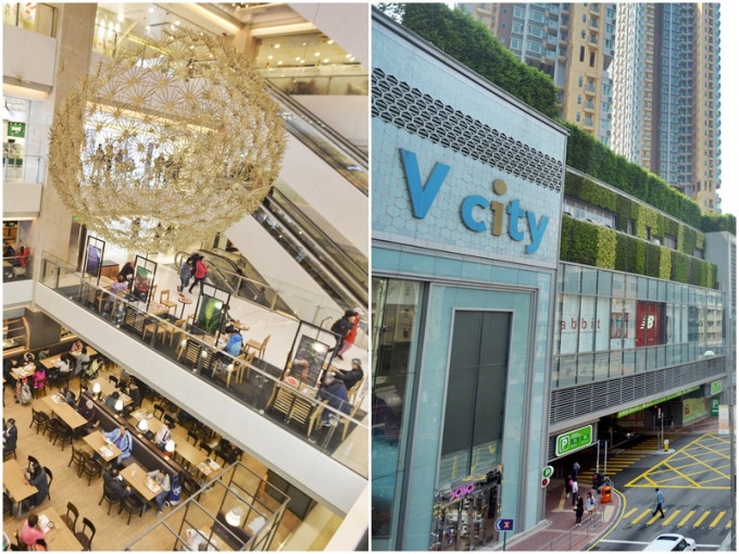 屯門市廣場（左）和V-city均有食肆上榜。資料圖片