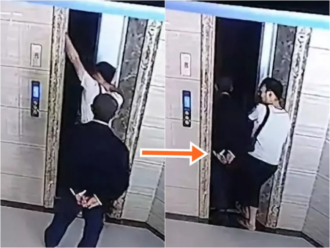 男子强开电梯门,令岳父失足跌死。影片截图
