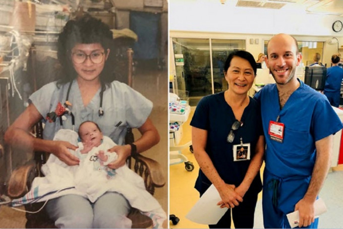 早产婴当了医生，还跟28年前照顾他的女护士相认。(网图)