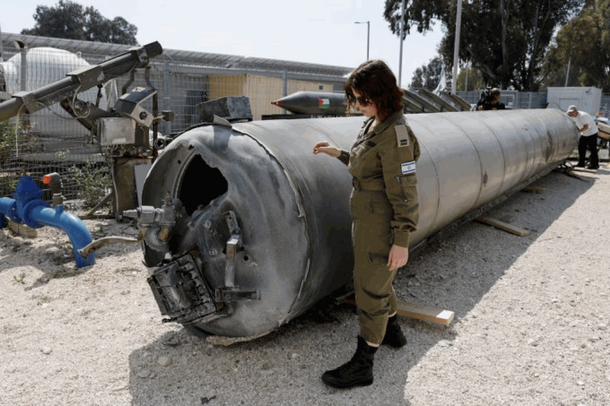 以色列军方展示伊朗的弹道飞弹。路透社